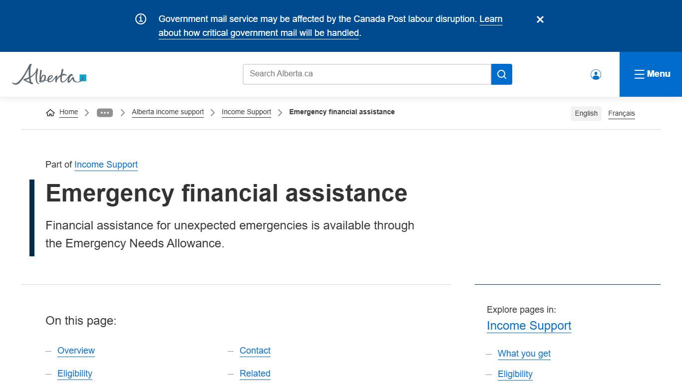 Emergency financial assistance Alberta.ca